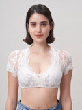 Damen V-Ausschnitt Kurzarm Weiß Dirndlblusen JASMIN