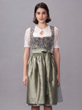 Damen Grün Zwei verdeckte Eingriffstaschen Floralem Muster Dirndl BIANCA