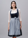 Damen Blau Zwei verdeckte Eingriffstaschen Floralem Muster Dirndl NICOLE