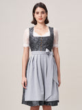 Damen Blau Zwei verdeckte Eingriffstaschen Floralem Muster Dirndl NADINE