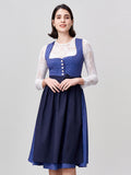 Damen Blau Zwei verdeckte Eingriffstaschen Geometrische Muster Dirndl DANIELA