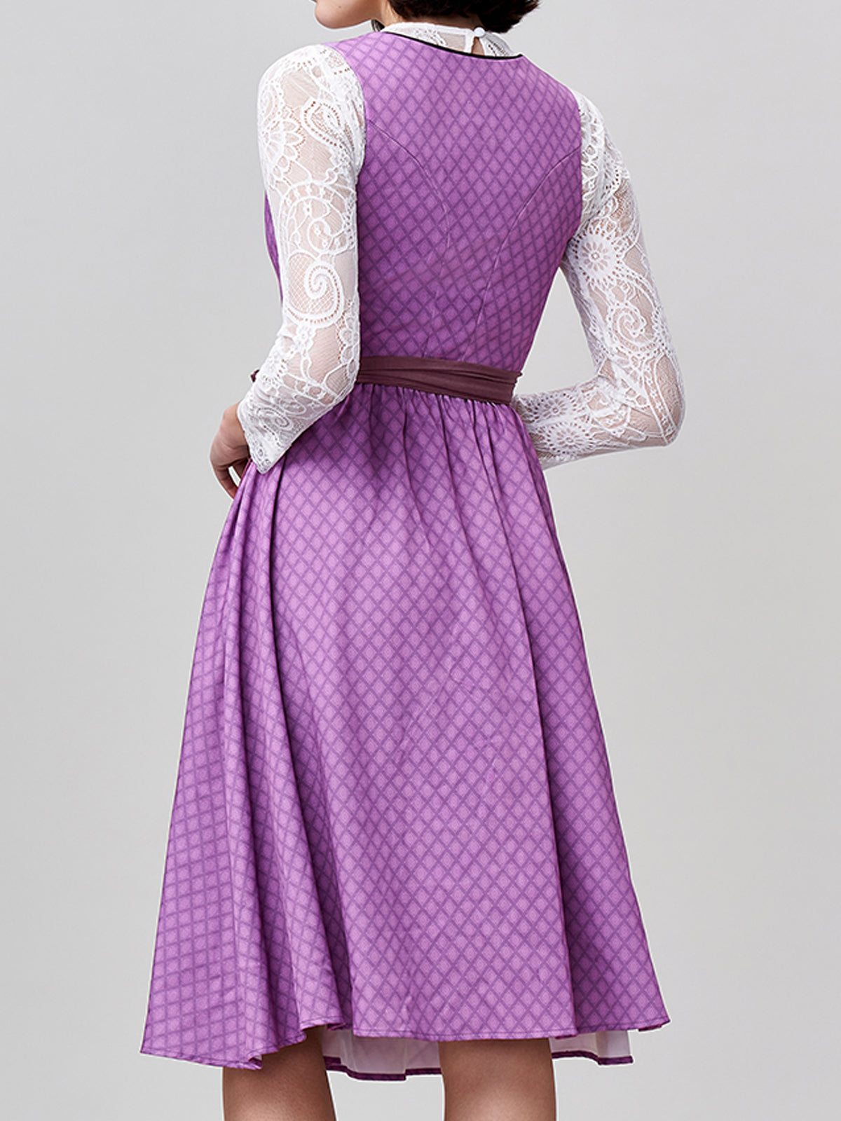 Damen Lila Zwei verdeckte Eingriffstaschen Geometrische Muster Dirndl DANIELA